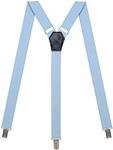 Action Ward Womens Suspenders – Y Back Style – 1" Width - Comfortably Adjustable Elastic Straps and Metal Clips (Baby Blue)