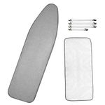 Dalykate 15x54 Ironing Board Cover and Pad with Elastic Edge and Scorch and Stain Resistant Thick Padding Ironing Board Covers 4 Fasteners and Protective Scorch Mesh Cloth