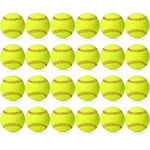 24 Pack Yellow Sports Practice Softballs, Official Size and Weight Slowpitch Softball, Unmarked Leather Covered Youth Fastpitch Softball Ball Training Ball for Games, Practice and Training, 12 Inch