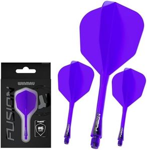 Winmau Darts Fusion Integrated Flight & Shaft System - No.6 Shape & Design - Purple Colour, Intermediate Length