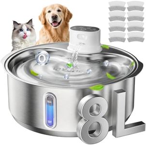 Invengo 8L/270oz Cordless Stainless Steel Dog Water Fountain, 8 Filters