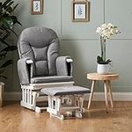 Obaby Reclining Glider Chair & Stool-White, Grey, 2 Count (Pack of 1)