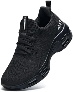 FefiYo Men's Running Shoes Non Slip Lightweight Breathable Air Althetic Tennis Walking Jogging Sneakers Black 8.5
