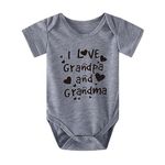 I Love Grandpa & Grandma Letters Printed Baby Bodysuit Newborn Infant Boys Girls One-piece Romper Outfit Jumpsuit Clothes (0-3 Months, Gray)