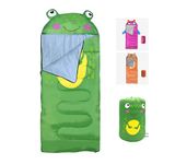 RasmussOn Sleeping Bag for Kids & Teens 3 Season Indoor and Outdoor Use, Lightweight, Warm and Water Resistant for Camping, Hiking, Traveling (Green)