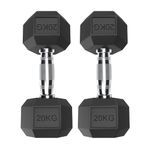 Gallant 20kg Dumbbells Pair - Rubber Encased Cast Iron Hex Dumbbells - 20kg Weights Dumbbells Set for Men & Women, Weight Lifting Strength Training Equipment Home Fitness Gym Weights (2 x 20kg)