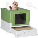 PawHut Hooded Cat Litter Box, Pet Toilet w/Scoop, Tray - Light Green