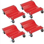 4-Pack Heavy Duty Tire Skates, Premium Car Dolly with 360 Degree Ball Bearing Wheels, 12" x 16" Non-Slip Rubber Surface, 1500 lbs per Skate Capacity Red