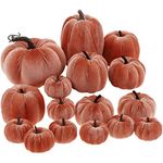 Yatinkim Assorted Mini Fabric Pumpkins Artificial Velvet Pumpkin Decorating Handmade Fall Party Decorations Wedding Centerpieces Halloween Orange 16Pcs