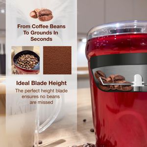 Andrew James Electric Coffee Grinder – 150W, 70g, Red, One-Touch