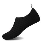 Mens Womens Water Shoes Barefoot Beach Pool Shoes Quick-Dry Aqua Yoga Socks for Surf Swim Water Sport, Black, 3-4