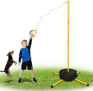 Tetherball Ball and Rope, Tetherball Set with Sturdy Base and Pole, Adjustable Tether Ball Pole for Playground, Outside Ball Games Sports for Kids & Adults