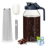 Cold Brew Coffee Maker - 64oz Iced Coffee Maker & iced coffee pitcher with Stainless Steel Filter and Spout, Mason Jar Cold Brew Pitcher with Airtight & Leak-Proof for Coffee, Iced Tea