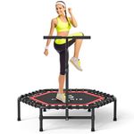 CLORIS 45in Trampoline Rebounder Max Load 450lbs Fitness Trampoline with Adjustable Foam Handle for Adult, Best Gift for Adult (Red)
