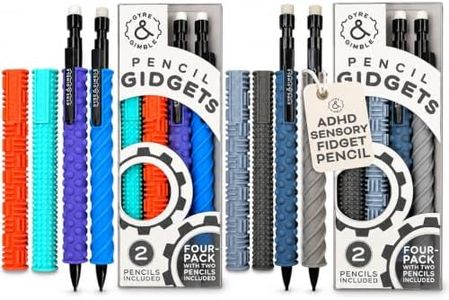Textured Silicone Pencil Sleeves for Kids & Adults, for Quiet & Calm Fidgeting, Fits Mechanical Pencils - Tropical + Rainstorm 2-Pack