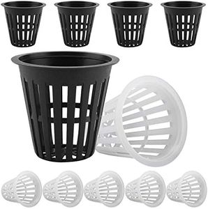 Malla Maceta Red Cesta hidropónico Copas de Plantas Ollas Plástico Durable para Hidroponía Jardín Balcón Plantación 50pcs(25 blanco, 25 Negro)