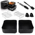 HOMELYLIFE Air Fryer Accessories 8 Pcs AF500UK, Dual Air Fryer Accessories for Ninja Foodi FlexDrawer AF500UK AF500UKCP 10.4L, Ninja Flexi Drawer Air Fryer Reusable Liners Racks