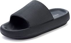 BRONAX Pillow Slippers for Women and Men | House Slides Shower Sandals | Cushioned Thick Sole, Black, 6-7 Women/4.5-5.5 Men