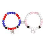 QqzsJewls Spider Matching Friendship Bracelets for Best Friends, Couple Heart Charm Bracelets for Girlfriend Boyfriend, Set of 2 Halloween Christmas Valentines Day Jewelry Gifts for Women Men, Spider