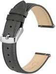 BISONSTRAP Elegant Leather Watch Straps, Quick Release, Watch Bands for Women and Men, 20mm, Dark Grey (Silver Buckle)