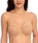 DotVol Women's Full Figure Strapless Bra for Plus Size Underwire Contour Smooth Bras(Pecan,40G)