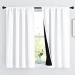 NICETOWN Pure White Blackout Curtain 2 Panels - Bedroom Curtains Total Light Blocking Noise Reduction Small Curtains with Black Liner (Sold as Pair, 52" Wide by 45" Long for Each Panel)