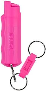 SABRE Defense Spray, 3-in-1 Formula Contains Max Strength Pepper Spray, CS Military Tear Gas & UV Marking Dye, Quick Release Key Ring for Easy Carry, Finger Grip for More Accurate Aim, 0.54 fl oz