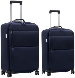 Yunlaiji Carry On Luggage, Softside Suitcases with Spinner Wheels, Lightweight Carry-on Suitcase with TSA Lock for Women Men, Large Luggage for Travel Business Trip (Blue, 2-Piece Set 21/25)