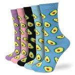 Socksmad 5 Pairs Multipack Womens/Ladies Black Cotton Socks - Womens Socks Size 4-7 Multipack - Ladies Crew Socks for Work, Events, or Casual Wear - Comfy, Fun, Trendy - Cute Gifts for Women (Avocado)