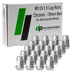 DPAccessories M12x1.5 Lug Nuts Chrome - Conical 60-Degree Lug Nuts - 12x1.5 Lug Nuts for Aftermarket Wheels - 19mm Hex M12-1.50 Lug Nuts - Chrome Wheel Lug Nuts - Set of 20 - D3116-HT-2305/20