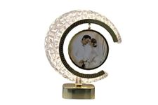 AT SUB Crystal Glass Photo Frame With Golden Light Photos | Gift Personalized Frames For Valentines Day Gifts, Anniversary, Birthday | Plastic (Round)