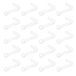 Ruifan 20G Clear Bioflex L Shaped Nose Ring Stud Retainer Body Jewelry Piercing Top Flat 2mm 2.5mm 3mm 20-30PCS, Bioflex