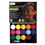 Brustro ChromaWear FX Face & Body Paint| 25g,Set of 15 Vibrant Shades|Includes 2 Free Brushes,Skin-Safe,Non-Toxic,Vegan|Face Art,Cosplay,Festivals and Stage Play for Adult and Kids