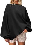 UEU Women's Casual Long Sleeve Oversized Sweatshirts Soft Lightweight Pullover Tops Black X-Large