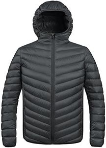 ZSHOW Men's Puffer Jacket Hooded Down Alternative Winter Coat Hooded Lightweight Outerwear Coat(Dark Grey,XL)