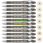 NGTSFLY Rubberized Soft Touch Ballpoint Pen with Stylus Tip, Brown, 12-Pack