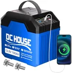 DC HOUSE 12V 100Ah Portable Lithium Battery, Trolling Motor Marine Battery with USB-A, DC, USB-C Ports, Built-in 100A BMS, Up to 15000 Deep Cycles Battery for RV, Trolling Motor, Camping