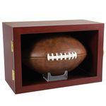 Football Case Display Case Wall Mount Full Size Wooden Football Box Memorabilia w/98% UV Acrylic Door Holder Transparent Signed Protective Shelf (Single Ball - Cherry)