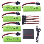 Fytoo 5PCS 3.7V 500mah Lithium Battery with 5 in1 Charger for DE35 DE38 DE40 DE50 TB202 TB201 TM201 TM202 TC141 DE44 DE55 TS201 TD202 TD161 DE84 S767 SL-356A 1220A Double-Sided Tumbling Stunt RC Car