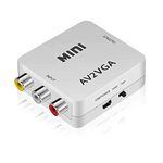 WETEK AV to VGA Adapter 1080P HD Mini VGA Converter, RCA to VGA HD Video Converter with 3.5mm Audio Jack for PC/Laptops/STB/Computer (White)