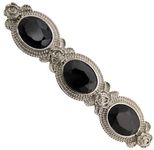 1928 Jewelry Silver Tone Oval Black