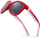 ACBLUCE Girls Sunglasses for Kids Boys Youth Child Teen Polarized Sports Running Baseball Cycling Beach Red Outdoors Glasses for Age 6-12