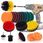 Drill Brush,22 Pieces Power Drill Brush Set,6 Cleaning Brush,6 Inch Extension Rod,Scouring Pads,Sponge,Polishing Pads,Drill Brush Attachment Set Ideal for Cleaning Wall,Bathroom,Kitchen,Car,FloorTile