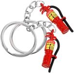 Zerodeko 2pcs Fire Extinguisher Keychain, Metal Firefighter Keychain Fire Extinguisher Charm Pendant Mini Fire Extinguisher Toys Key Ring for Kids Adults A