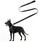 Dog Leads For Large Dogs - Strong Dog Lead Close Control Handle Dog Leash Heavy Duty Dog Lead Nylon Training Leash Control Safety Dual Dog leash for Large Medium Dogs, Reflective design (1.8M Black)