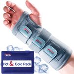 Carpal Tunnel Wrist Brace | Night Sleep Support Brace, Removable Metal Wrist Splint- Hot/Ice Pack, Right Hand, Medium/Large, Adjustable Hand Brace for Men, Women, Relieve and Treat Wrist Pain