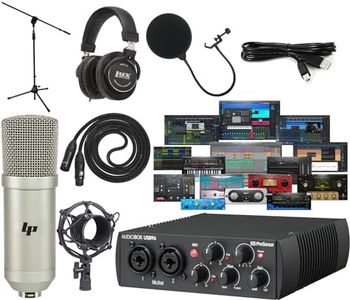 Presonus AudioBox 96 25th Anniversary Audio/Midi Recording USB Interface and NEW Updated Studio One Artist Software Kit with Condenser Microphone Shockmount and XLR Cable, Mic Stand