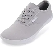 WHITIN Womens Canvas Minimalist Barefoot Sneakers Extra Wide Toe Box Zero Drop Sole Shoes Width Fit Minimus Size 9 9W Trail Running Grey 40