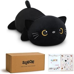 SQEQE Weighted Black Cat Plush, Weighted Black Cat Stuffed Animal, Cute Plushies Soft Pillow Toy Gift for Kids Adults 23.6 Inch, 3.1 Lbs
