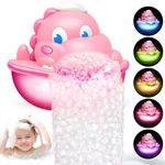 Grriopi Bath Bubble Machine, Bath Toys for 1 2 3 4 Year Olds Girl Gifts Light Up Baby Bubble Bath Toys for Babies 6-12 Months Birthday Gifts for Kids Toys Age 1-5 Toddler Bath toys(Pink)